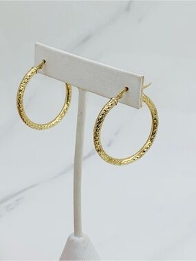 Real 10k Gold Hoop Earrings Diamond cut